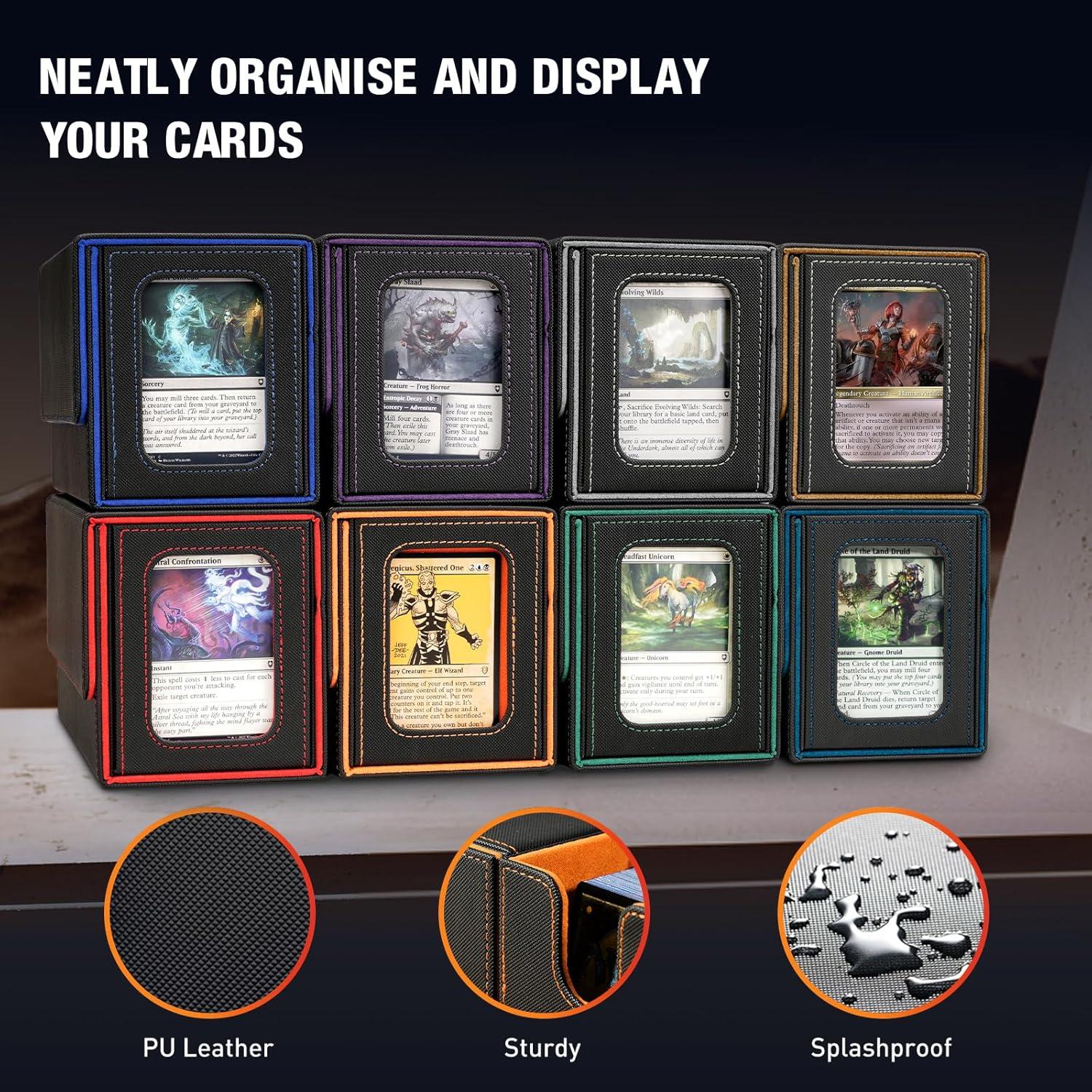 Caja de Deck TiMOVO para Commander 200+ Cartas Negro/Naranja