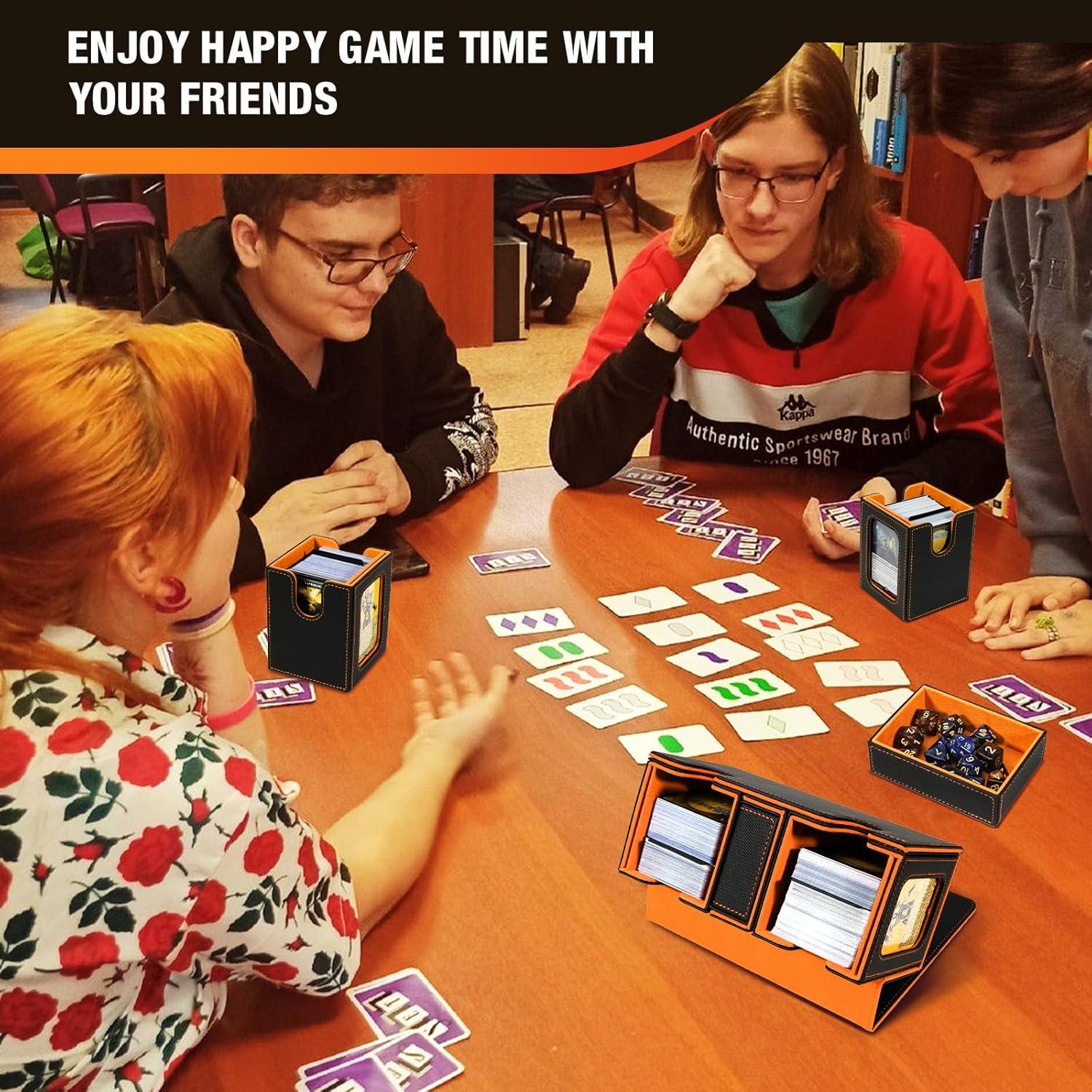 Caja de Deck TiMOVO para Commander 200+ Cartas Negro/Naranja