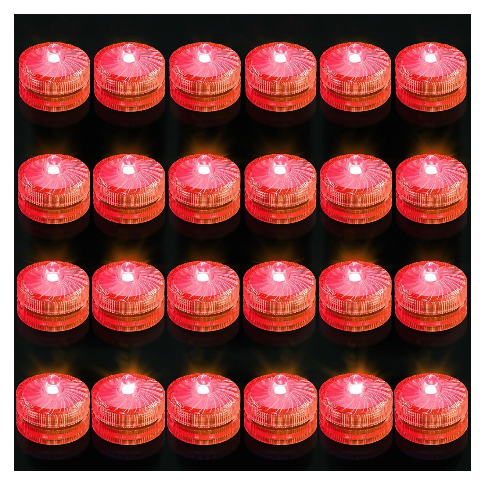 Mini Luz LED Submersible idyl 24pcs Batería Impermeable Roja