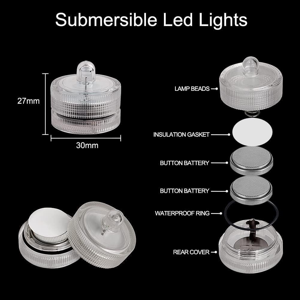 Mini Luz LED Submersible idyl 24pcs Batería Impermeable Roja