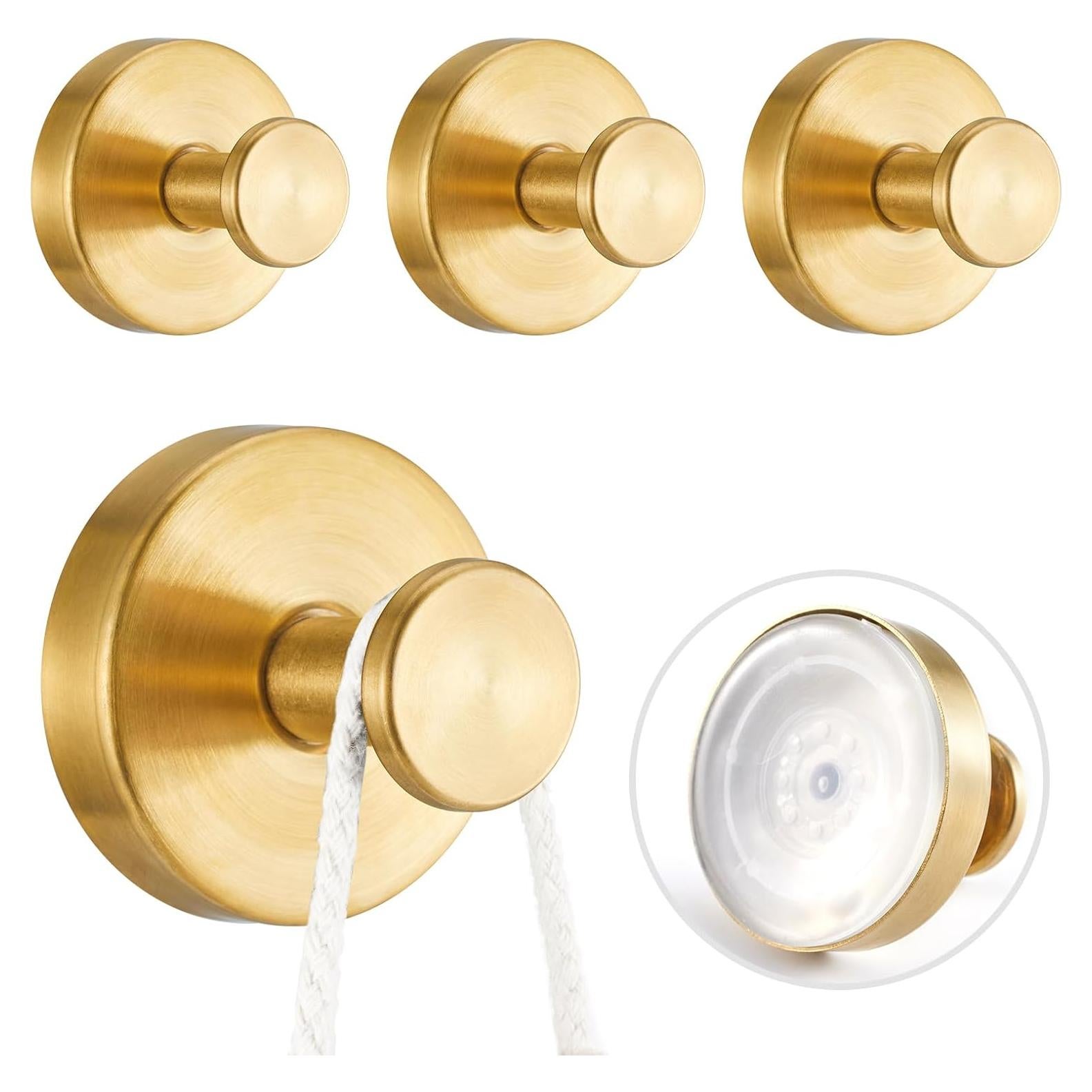 Ganchos de Ventosa para Ducha Pierpel - 4 Piezas Oro