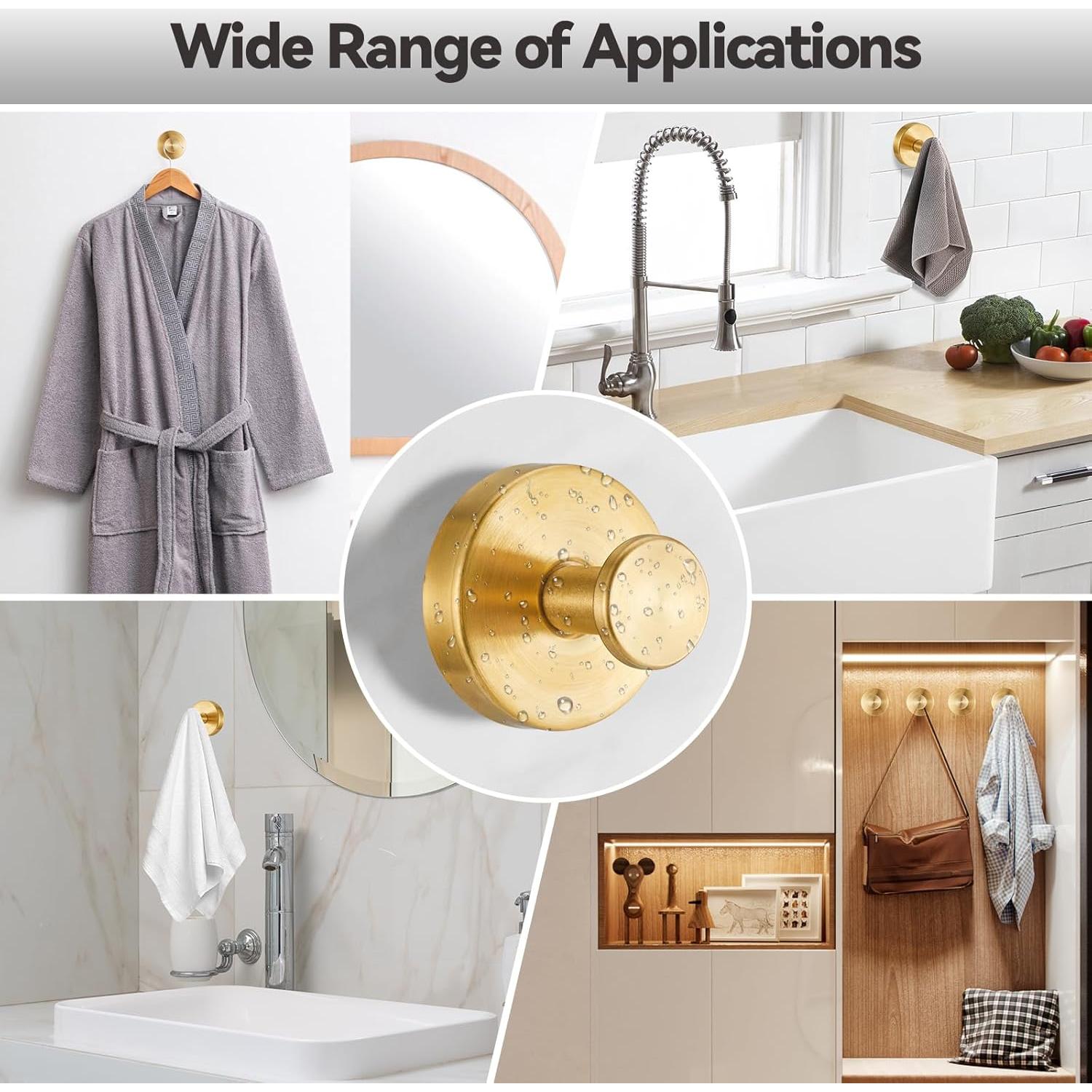 Ganchos de Ventosa para Ducha Pierpel - 4 Piezas Oro