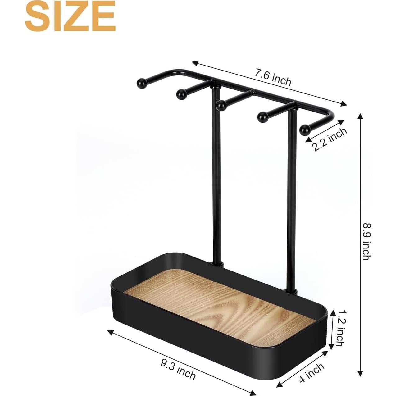 Organizador de Joyería TACGEA Negro con Soporte y Bandeja