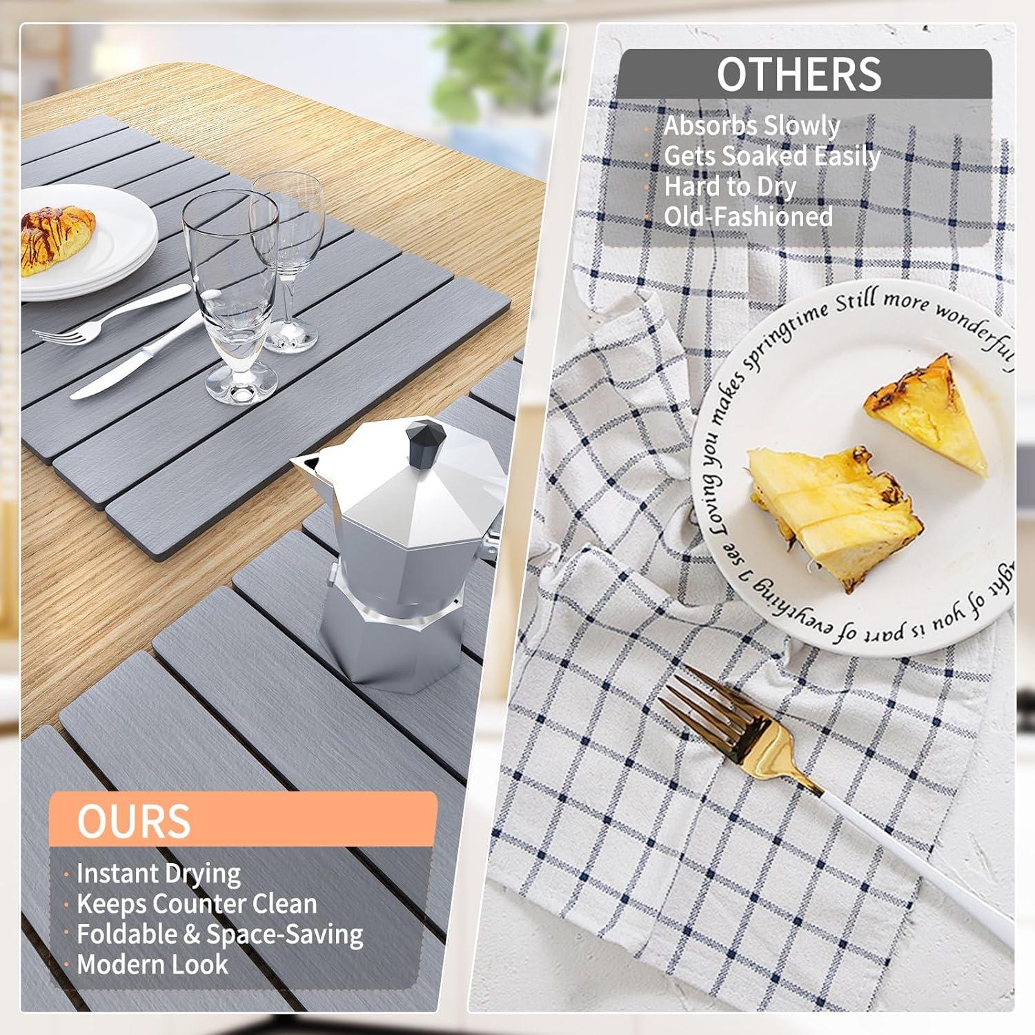 Alfombrilla de Secado Rápido Diatomácea HotFox 39x6cm Gris