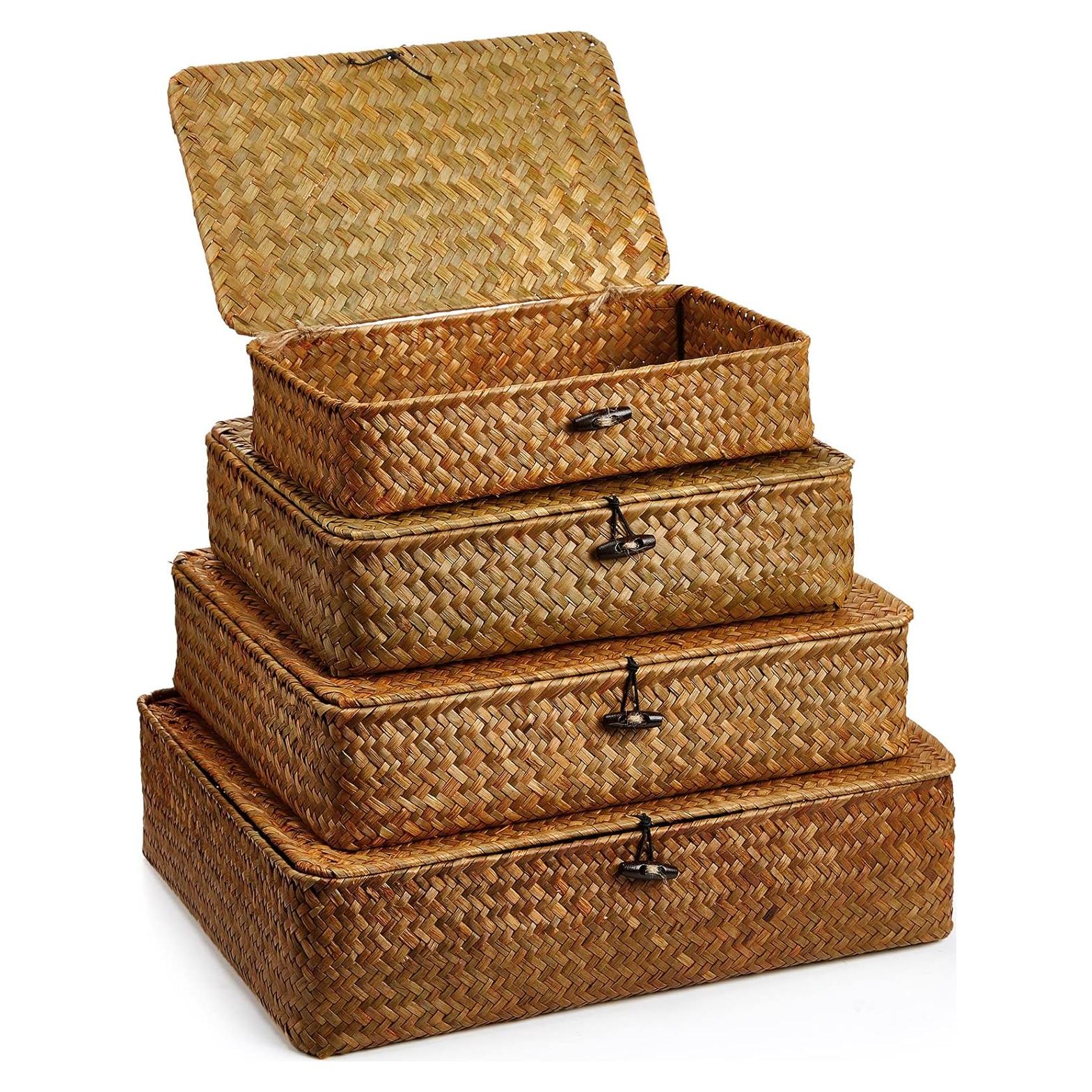 Juego de 4 Cestas de Almacenamiento Didaey de Hierba Marina