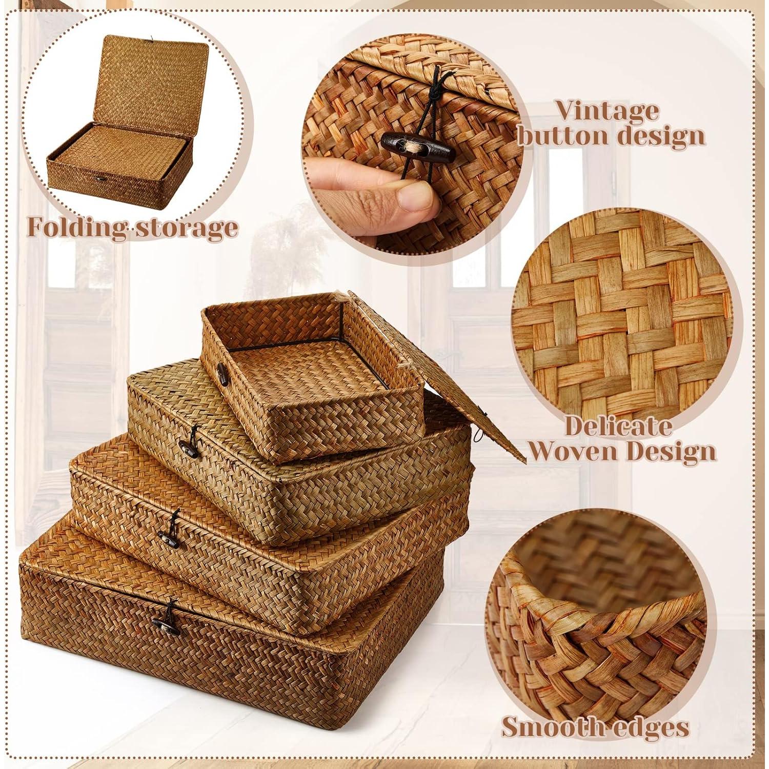 Juego de 4 Cestas de Almacenamiento Didaey de Hierba Marina