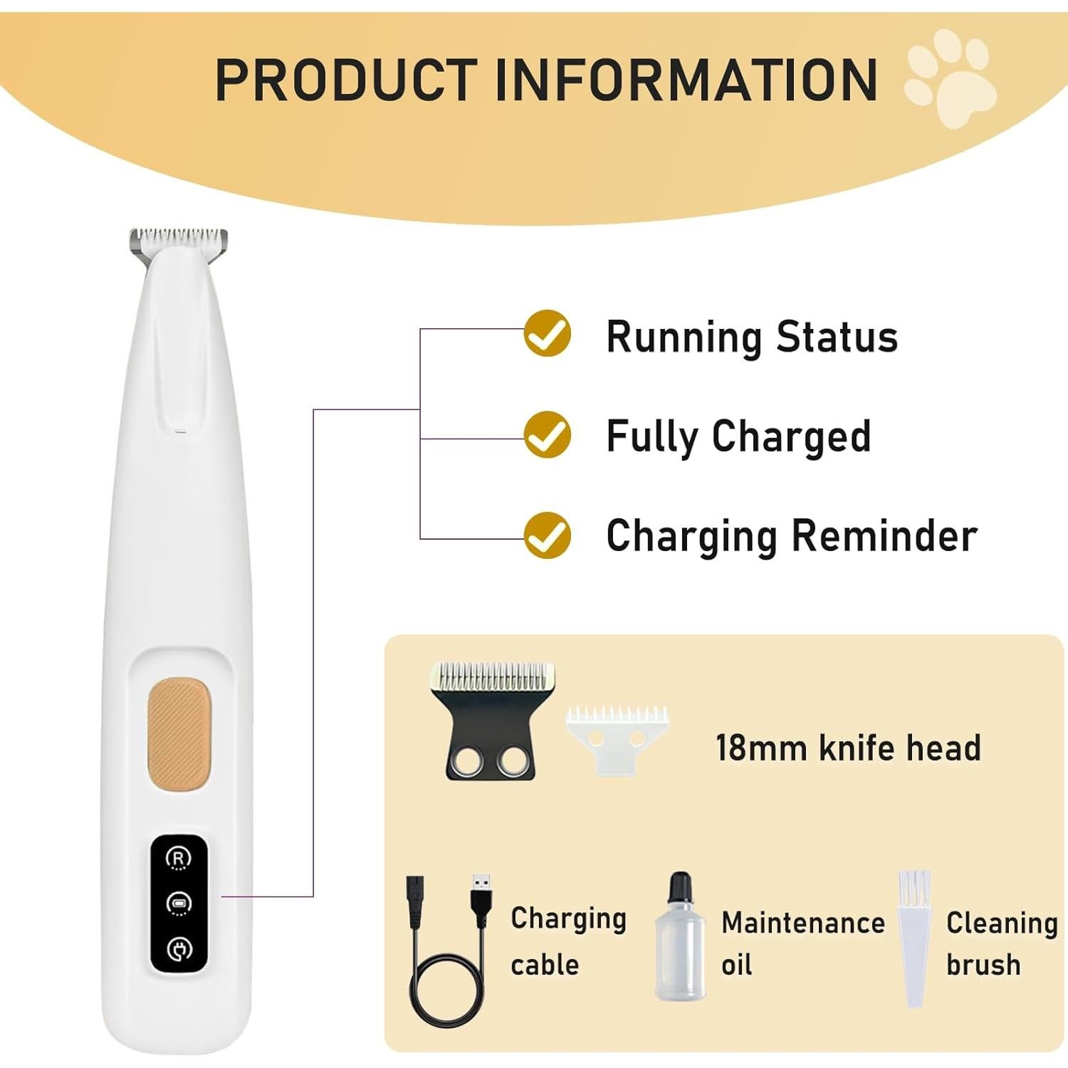 Recortadora de patas de perro Saffory recargable USB 35dB