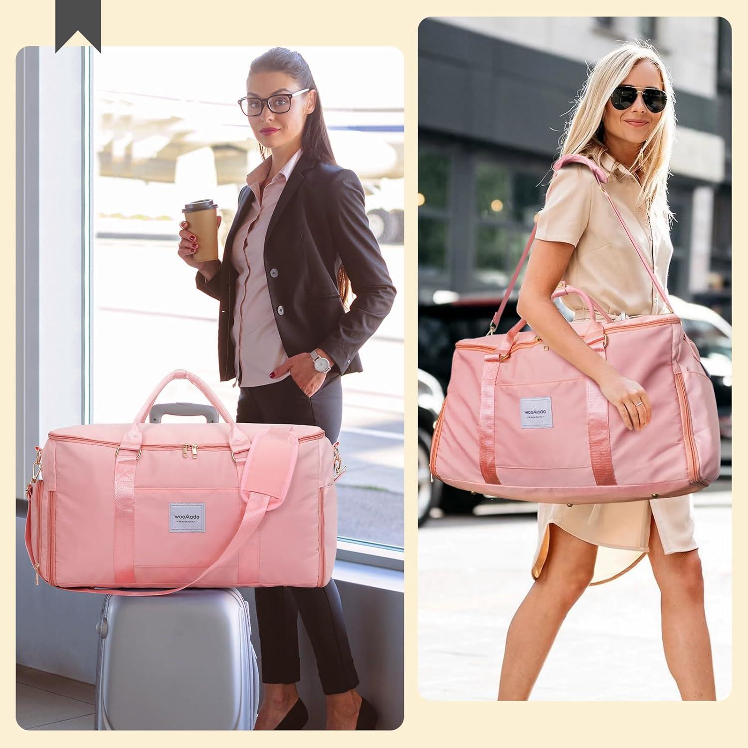 Bolsa de Ropa de Viaje WOOMADA Beige y Marrón 52x23x32 cm