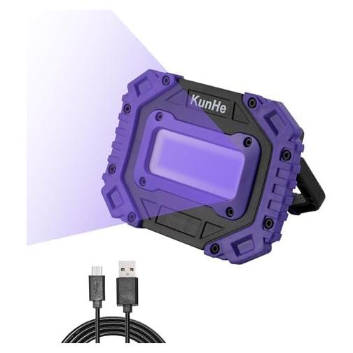 Lámpara de luz negra portátil KunHe 395nm recargable 4000mAh