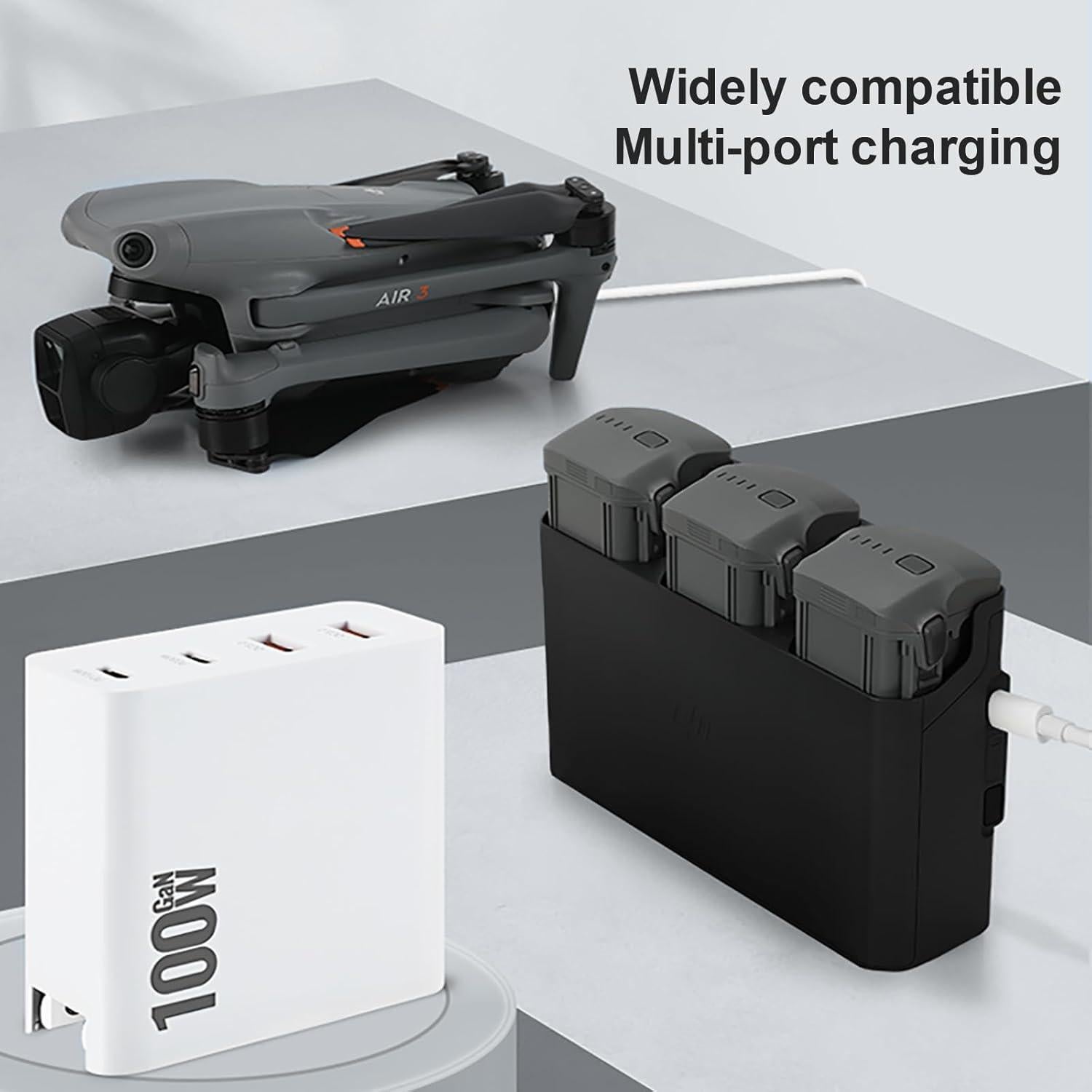 Cargador RCstyle 100W GaN 4 Puertos para Drones DJI