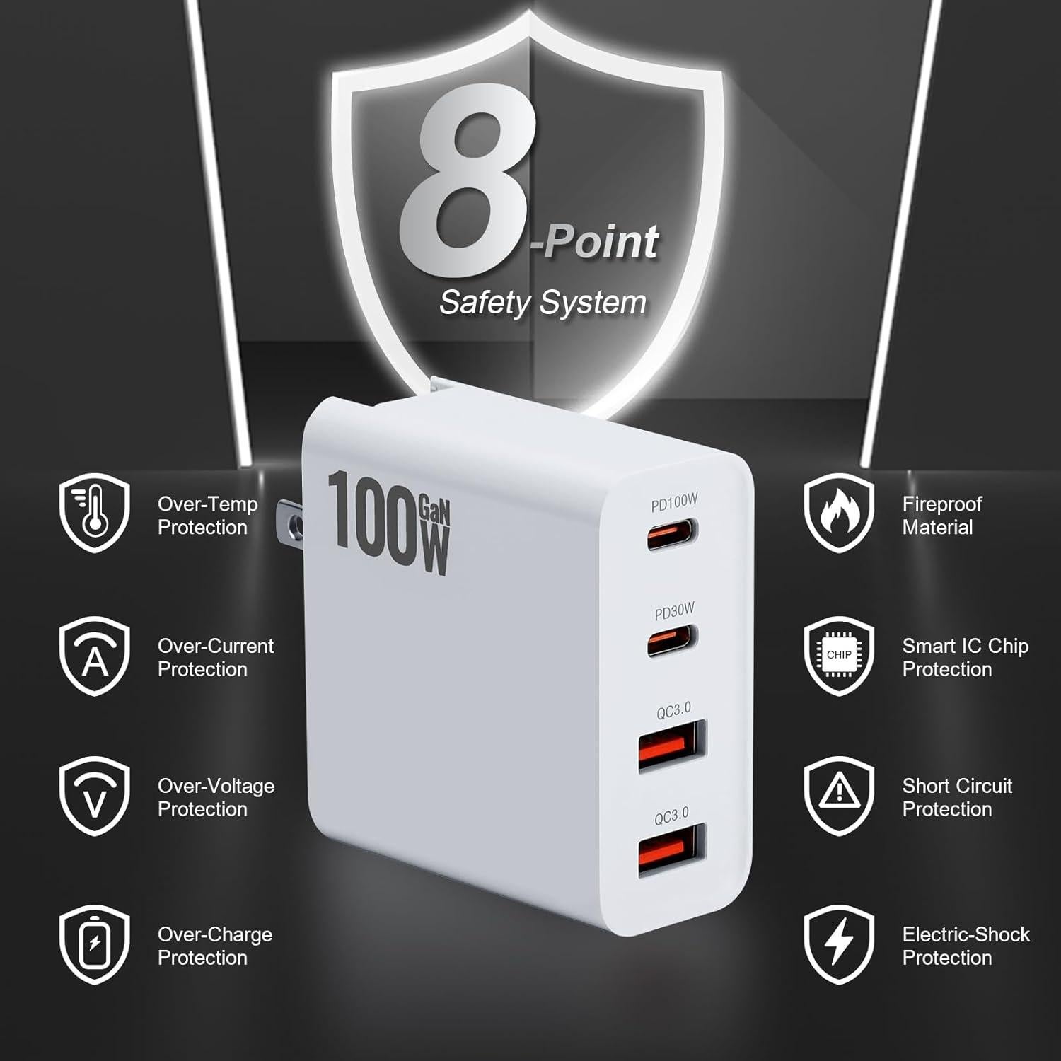 Cargador RCstyle 100W GaN 4 Puertos para Drones DJI