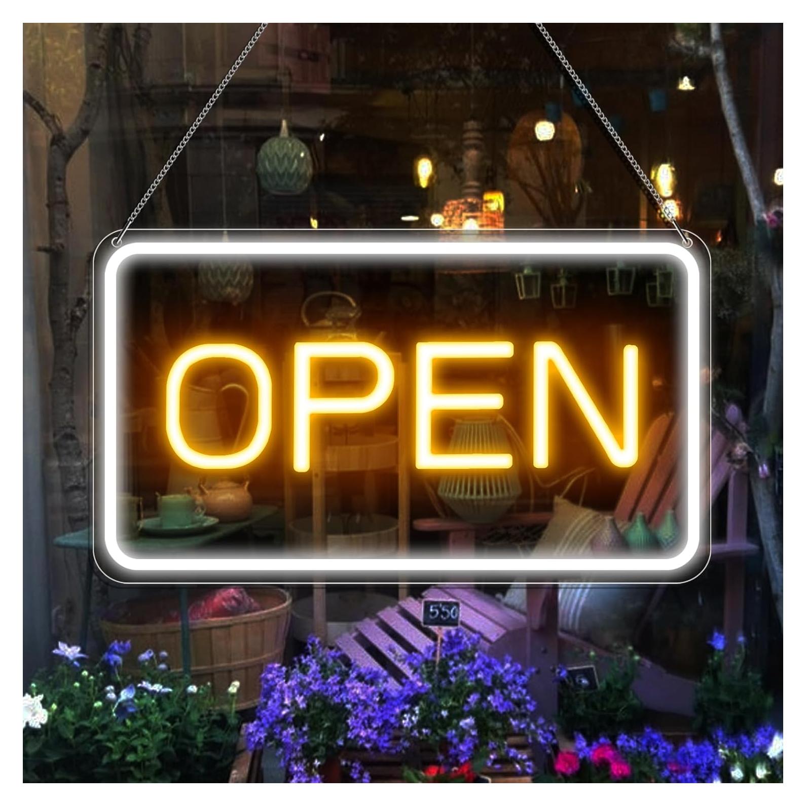 Cartel LED Abierto FLETERGIB 40.6x22.9cm Regulable USB