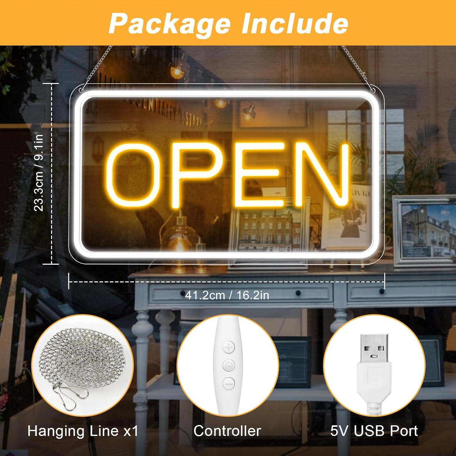 Cartel LED Abierto FLETERGIB 40.6x22.9cm Regulable USB