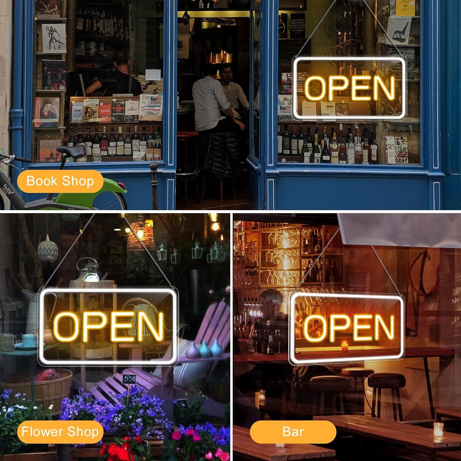 Cartel LED Abierto FLETERGIB 40.6x22.9cm Regulable USB