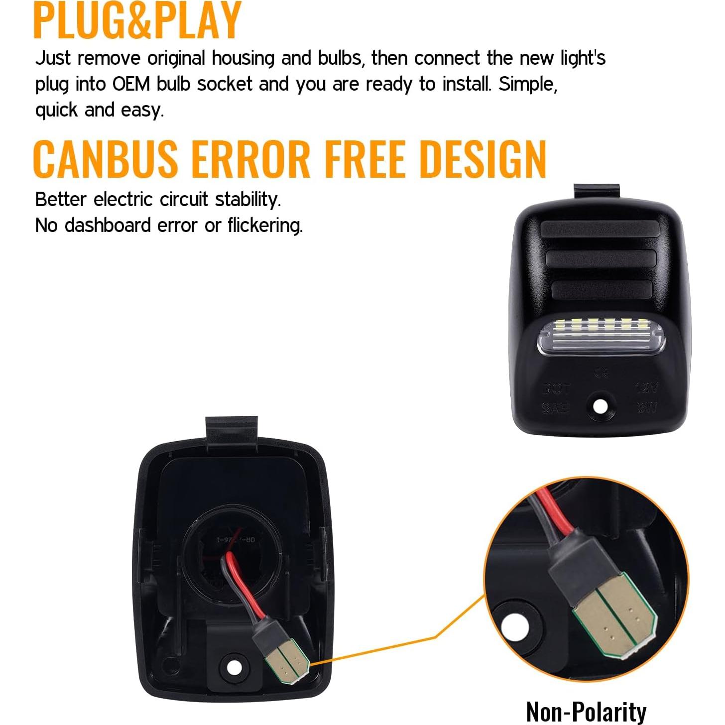 Gempro Luz de Placa de Licencia LED Ámbar para Toyota Tacoma y Tundra