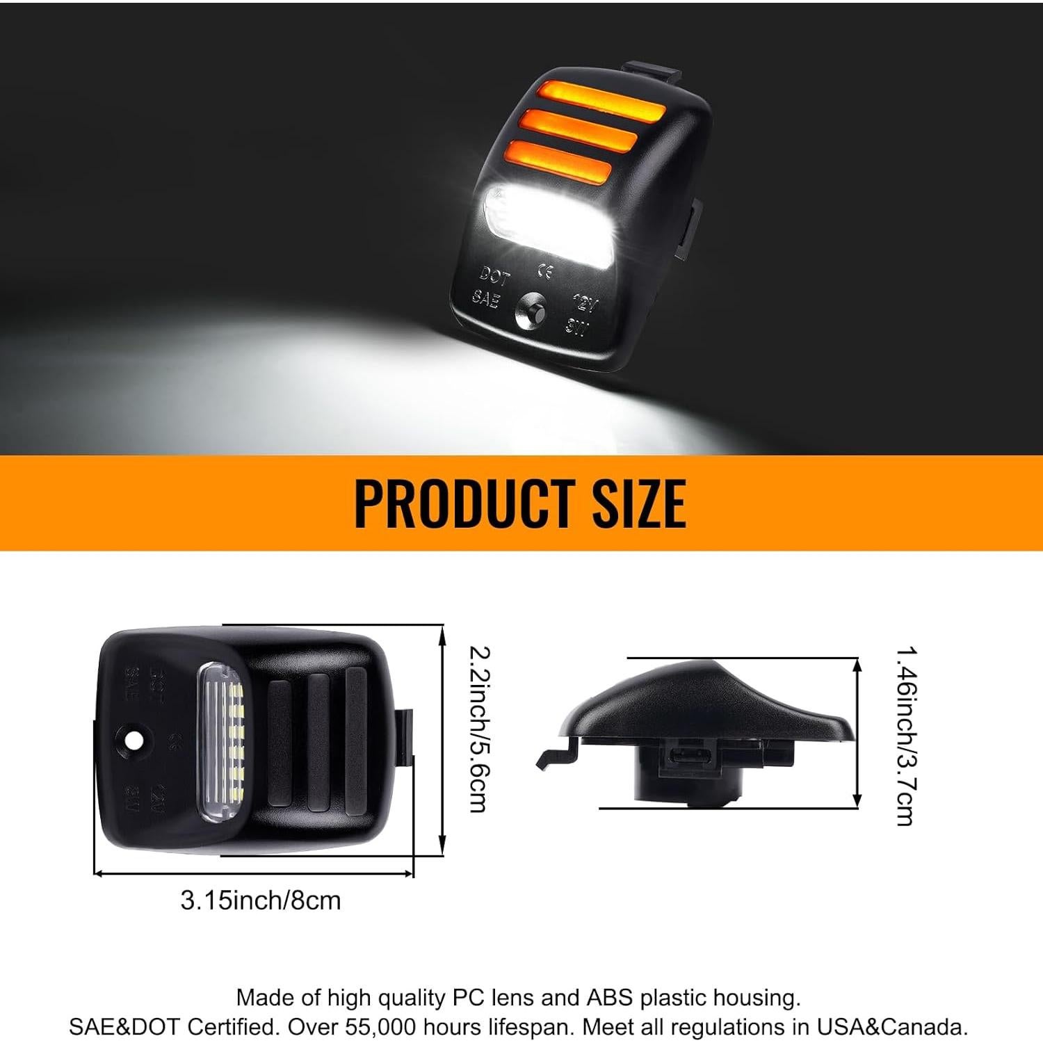 Gempro Luz de Placa de Licencia LED Ámbar para Toyota Tacoma y Tundra