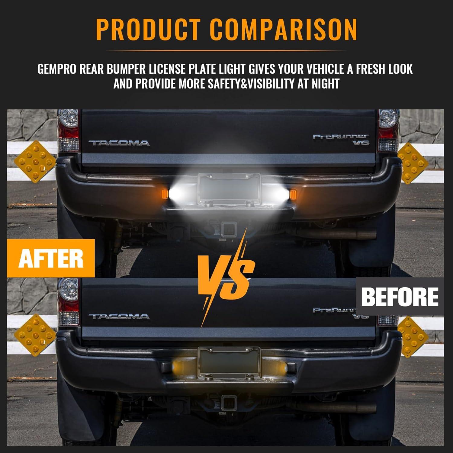 Gempro Luz de Placa de Licencia LED Ámbar para Toyota Tacoma y Tundra