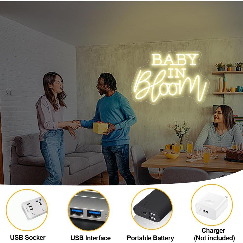 Letrero Neón Bebé en Flor GSHIXIN 40x27cm Decoración