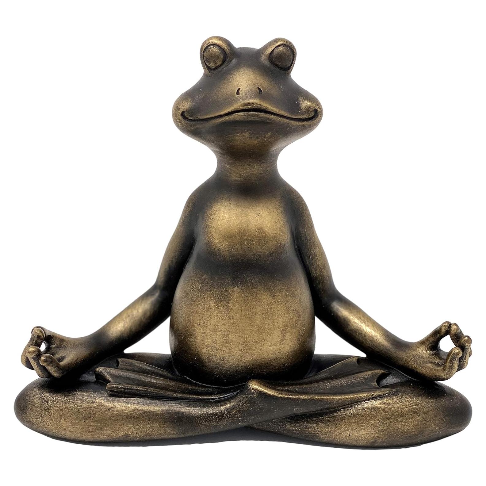 Estatua de Rana de Yoga de Resina Nature's Mark 17.8x7x15.2cm