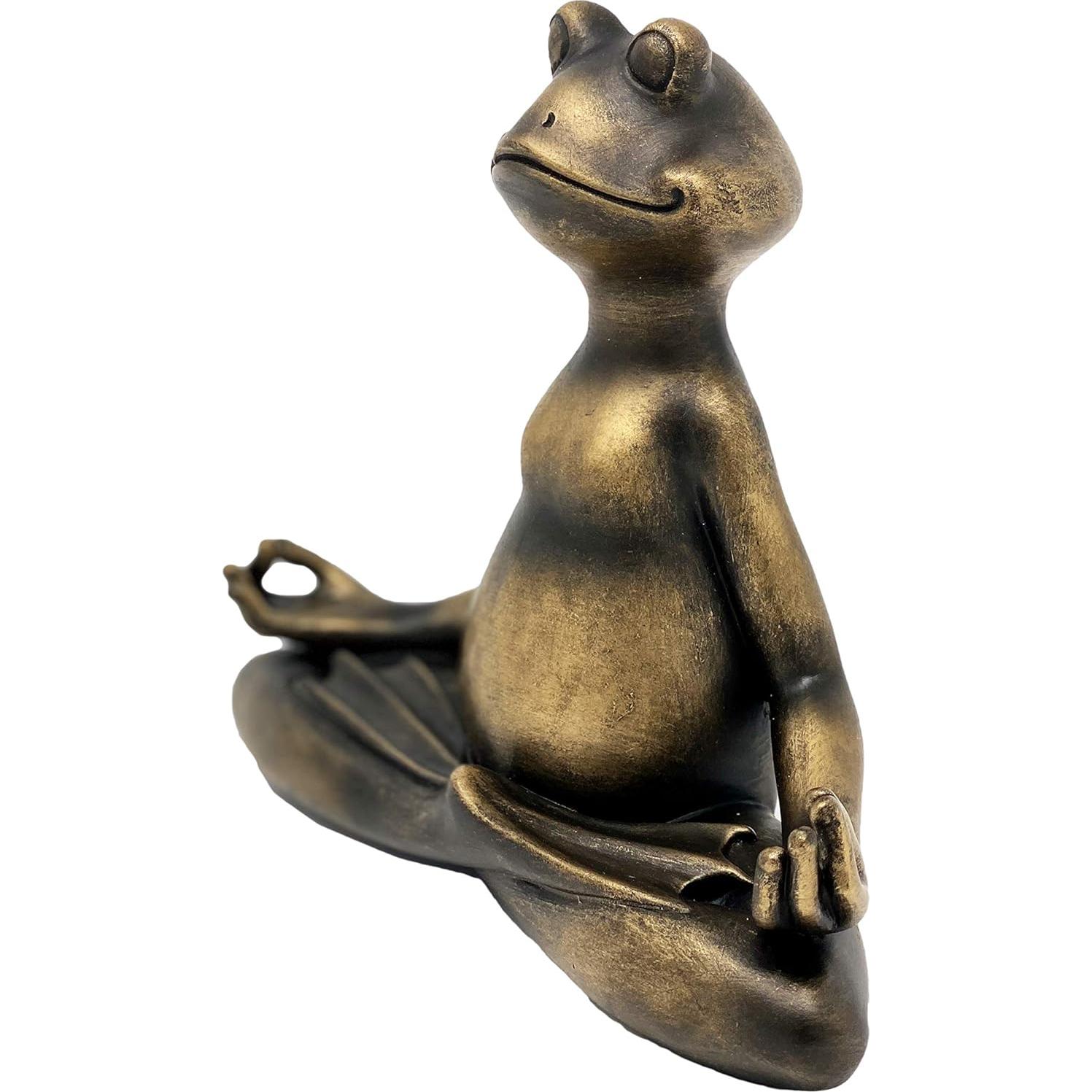 Estatua de Rana de Yoga de Resina Nature's Mark 17.8x7x15.2cm