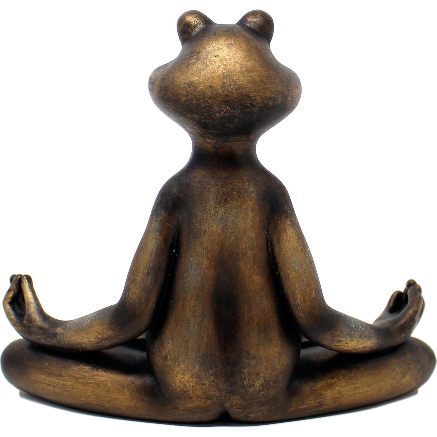 Estatua de Rana de Yoga de Resina Nature's Mark 17.8x7x15.2cm