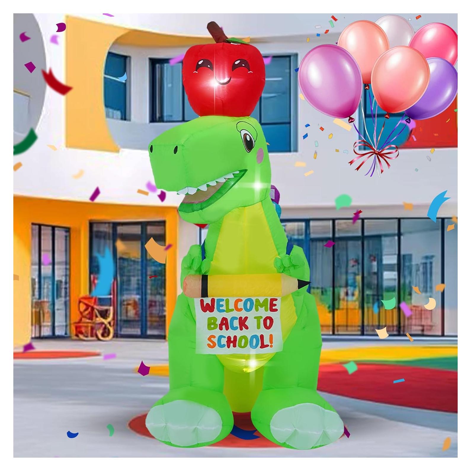 Dinosaurio Inflable 1.83m con Luces LED - Decoración Regreso a Clases
