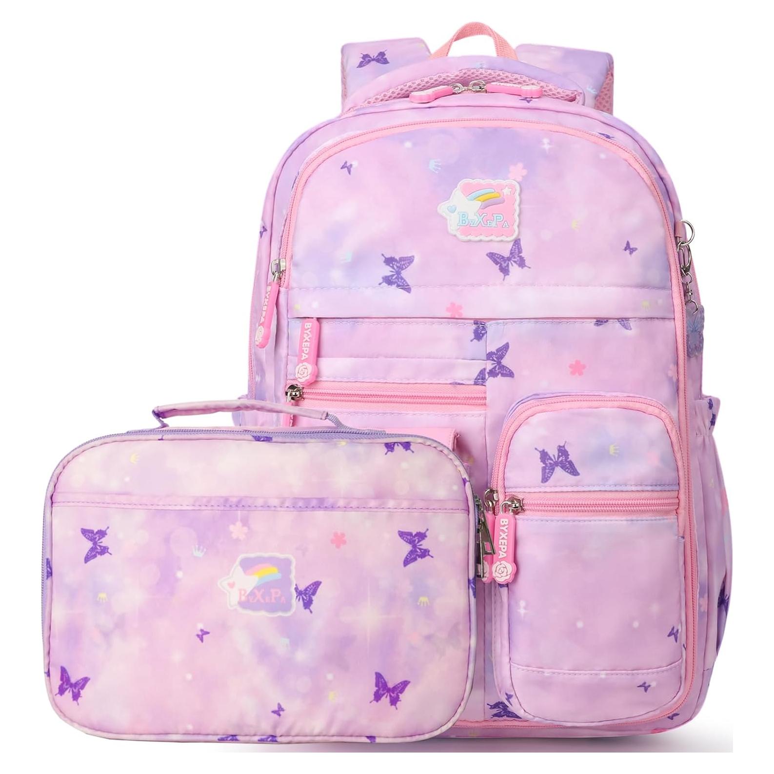 Mochila Escolar Niña BYXEPA con Caja de Almuerzo Aislada 40.6x29.2cm