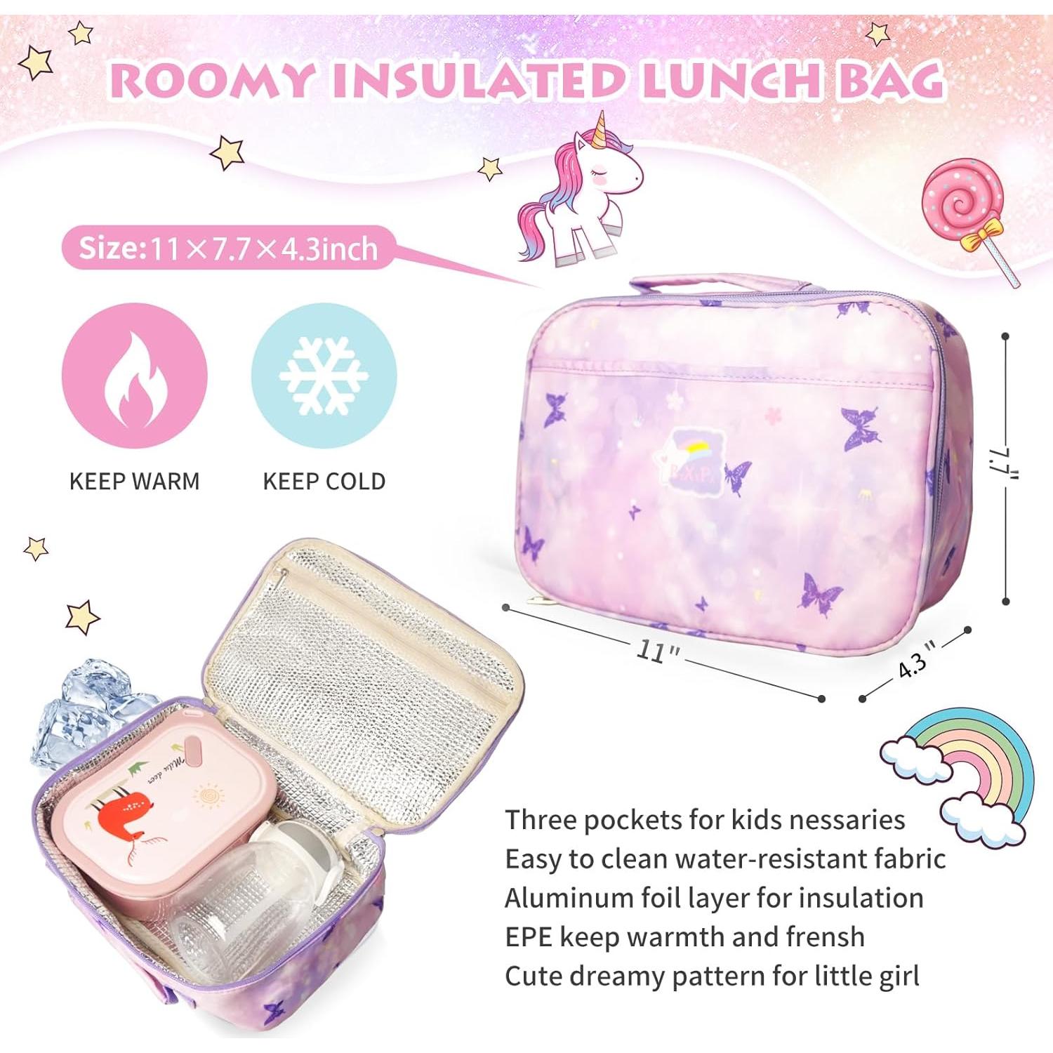 Mochila Escolar Niña BYXEPA con Caja de Almuerzo Aislada 40.6x29.2cm