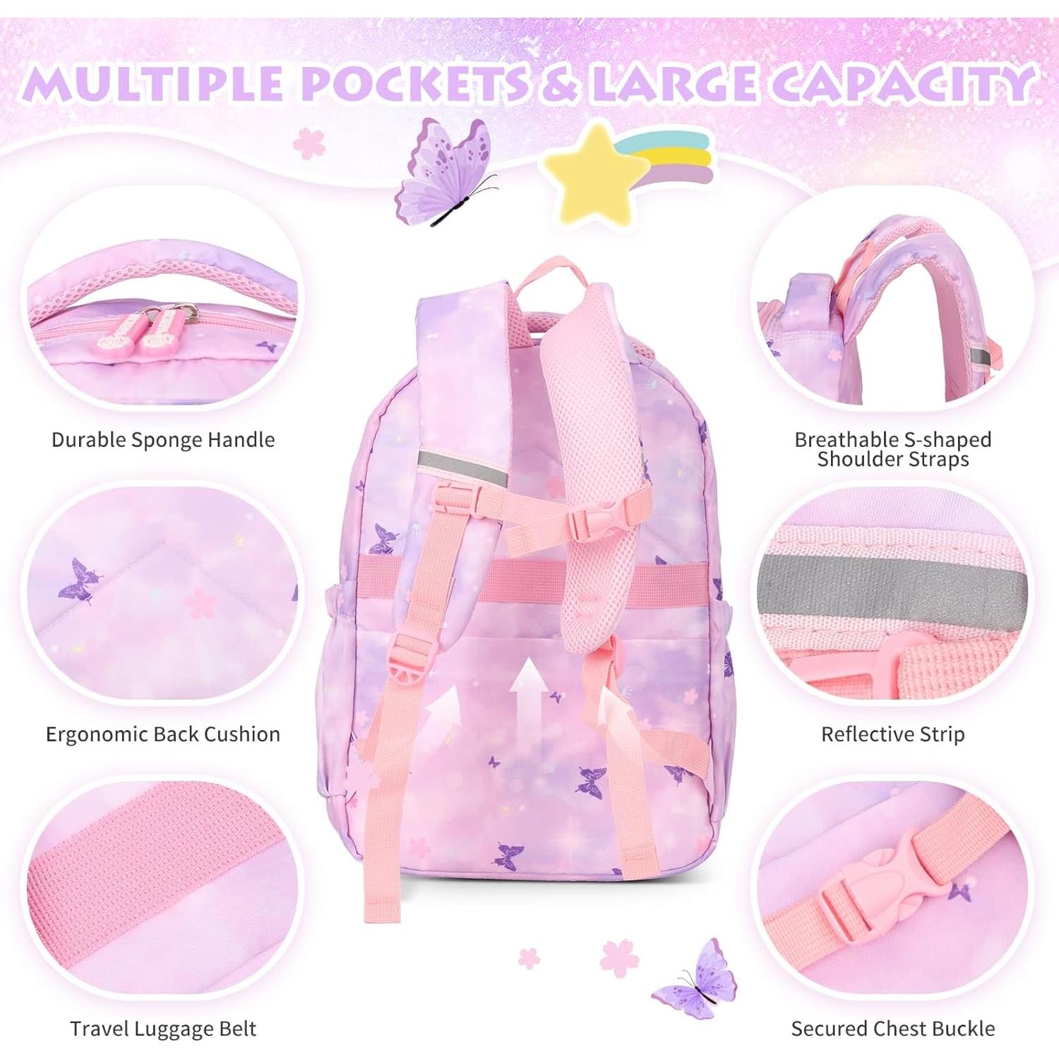 Mochila Escolar Niña BYXEPA con Caja de Almuerzo Aislada 40.6x29.2cm