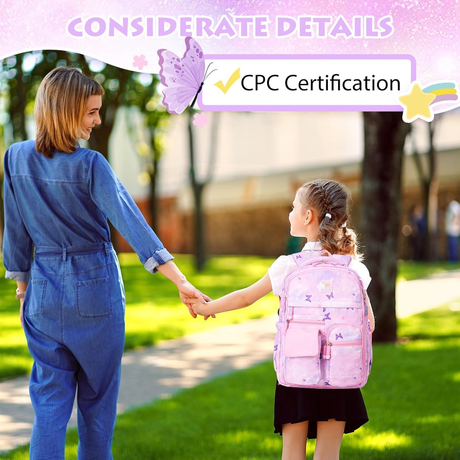 Mochila Escolar Niña BYXEPA con Caja de Almuerzo Aislada 40.6x29.2cm