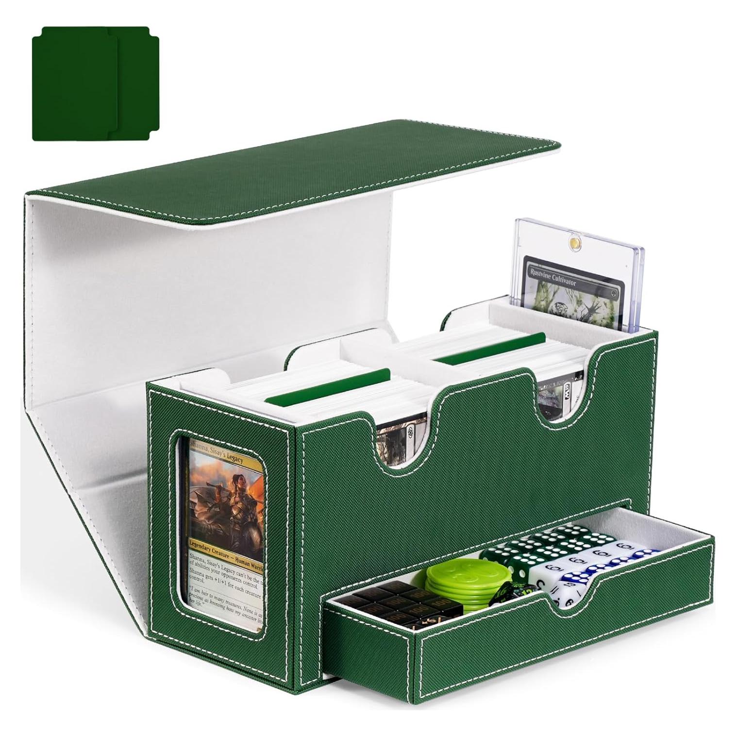 Caja de Barajas UAONO Doble para 200+ Cartas Verde Blanco