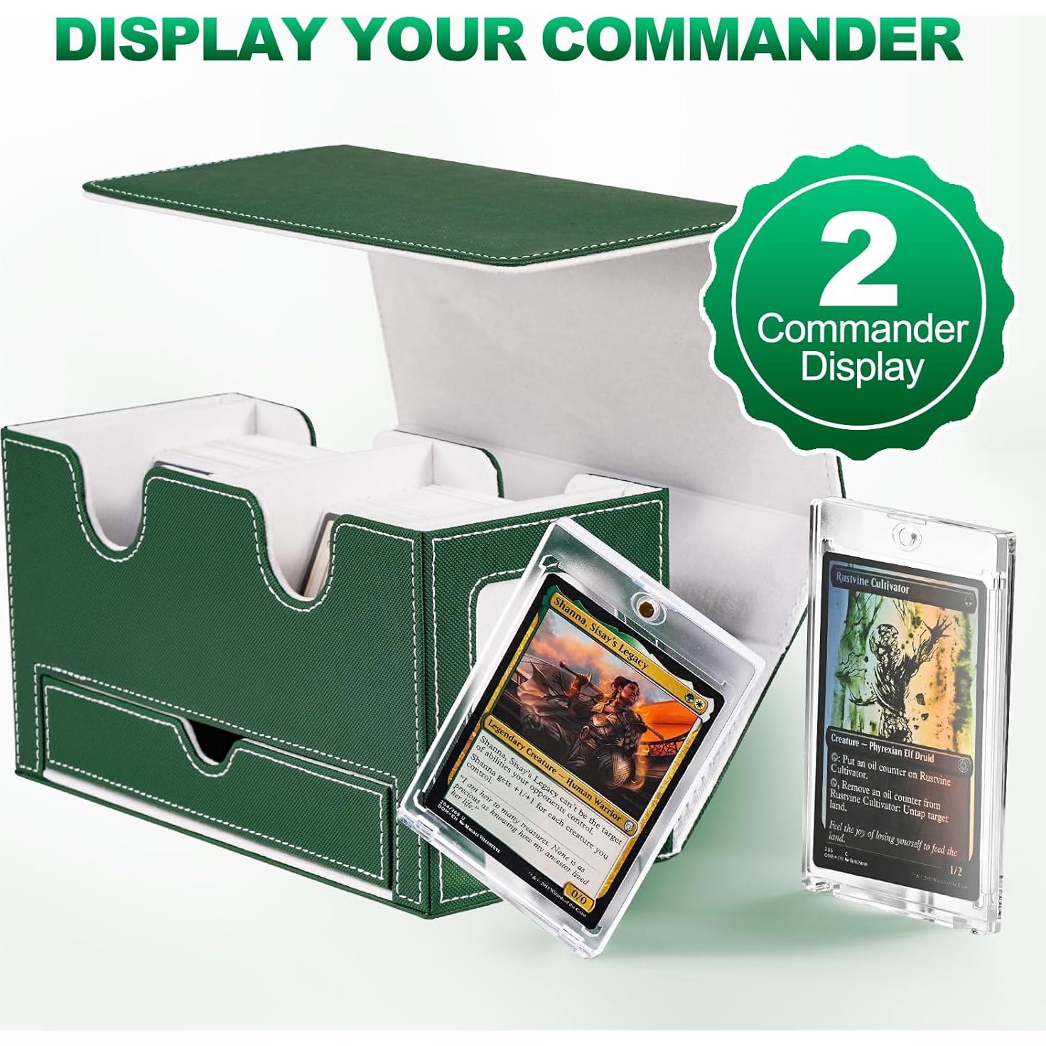 Caja de Barajas UAONO Doble para 200+ Cartas Verde Blanco