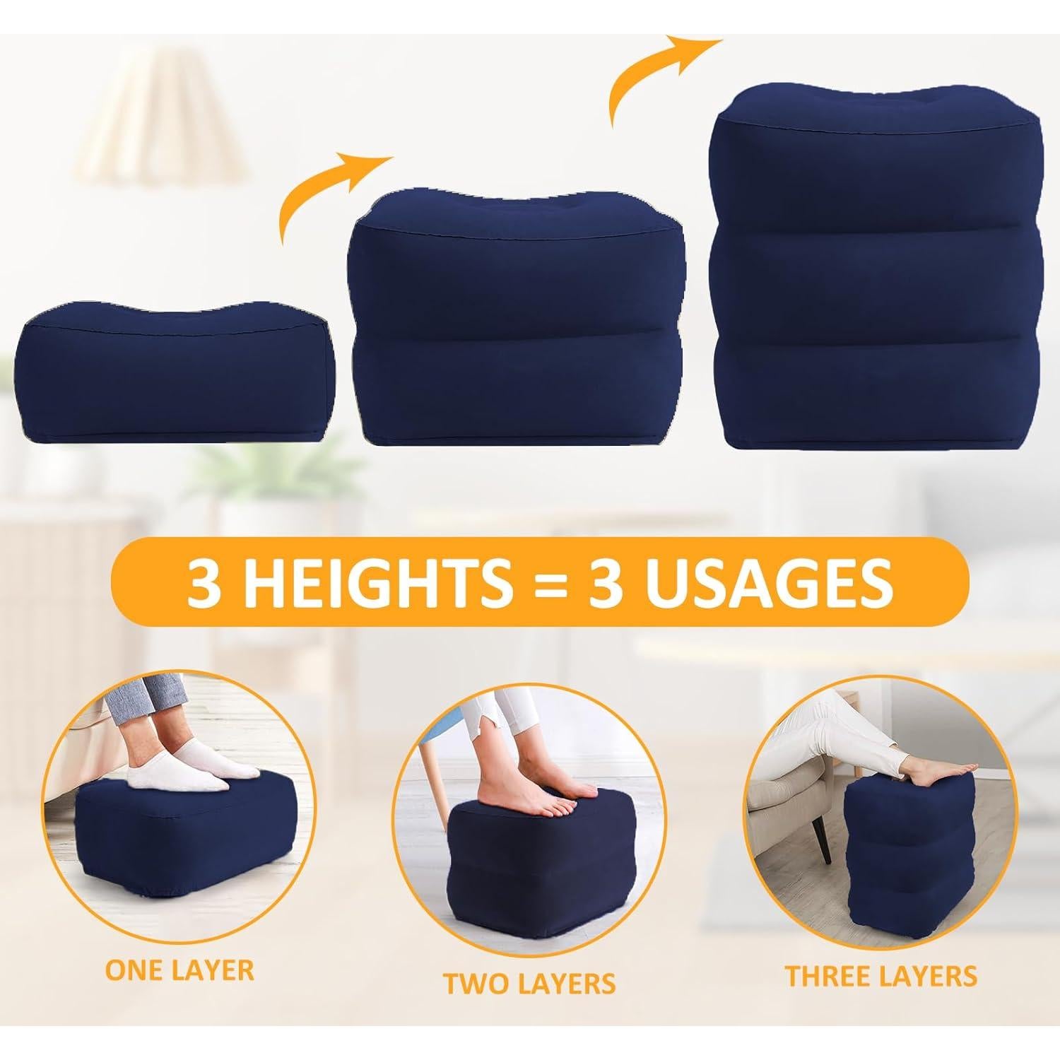 Cojín Inflable Reposapiés Eooqi Ajustable Azul 1 PCS