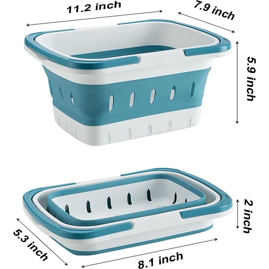 Cesta de Plástico Plegable ANNIYA 6L Azul para Almacenamiento