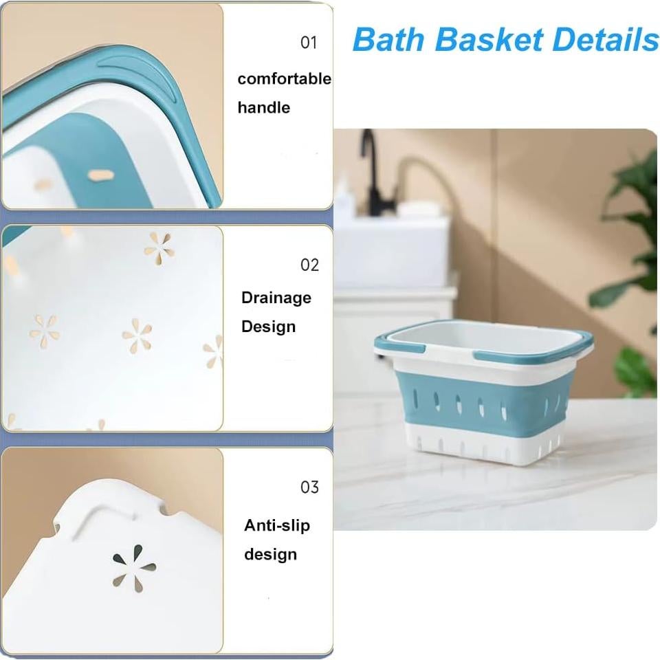 Cesta de Plástico Plegable ANNIYA 6L Azul para Almacenamiento