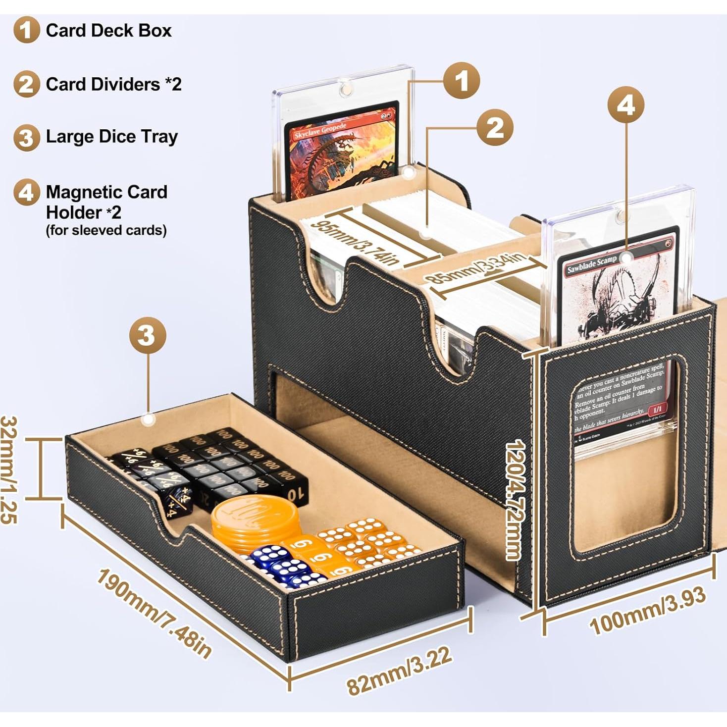 Caja de Deck UAONO para 280+ Cartas con Bandeja para Dados