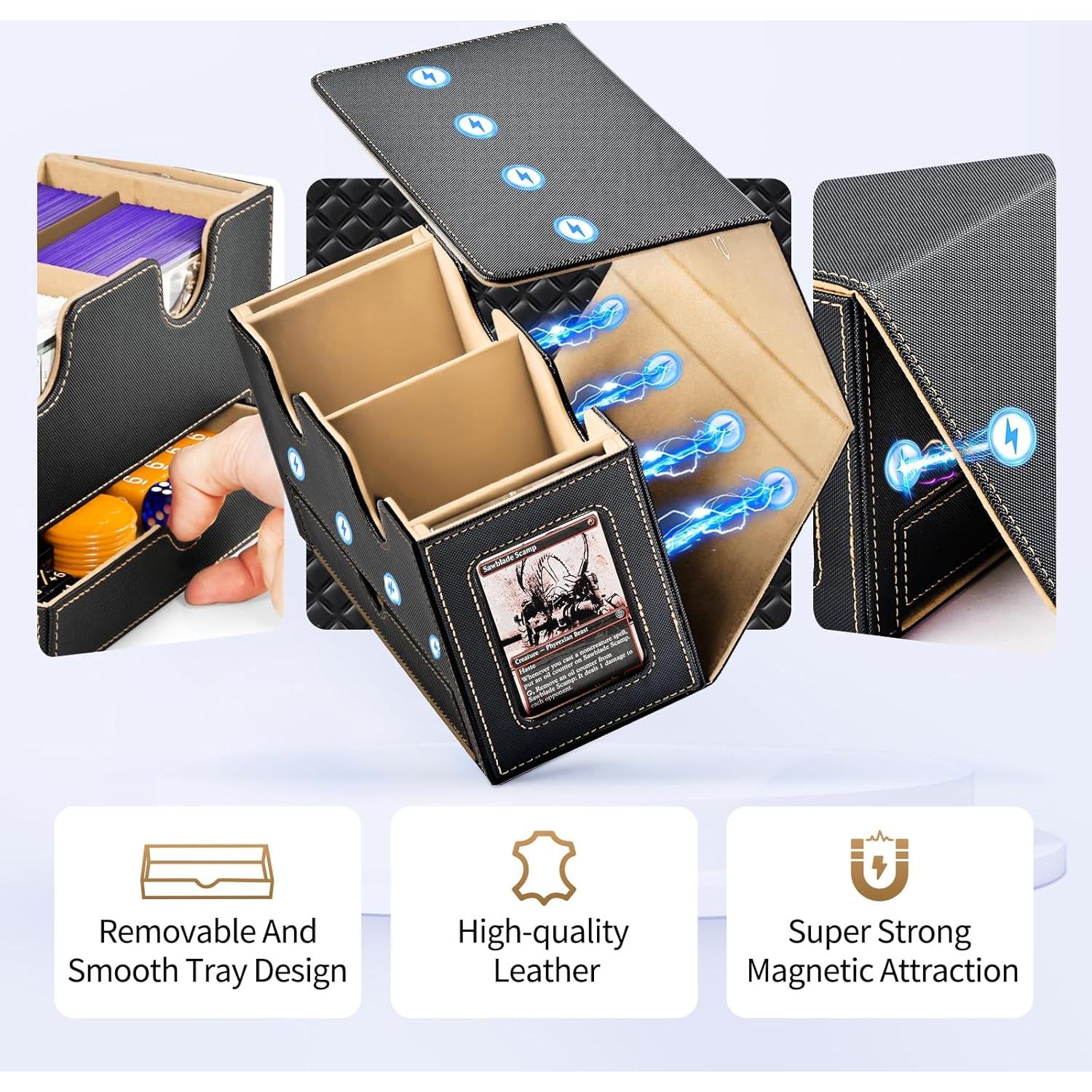 Caja de Deck UAONO para 280+ Cartas con Bandeja para Dados