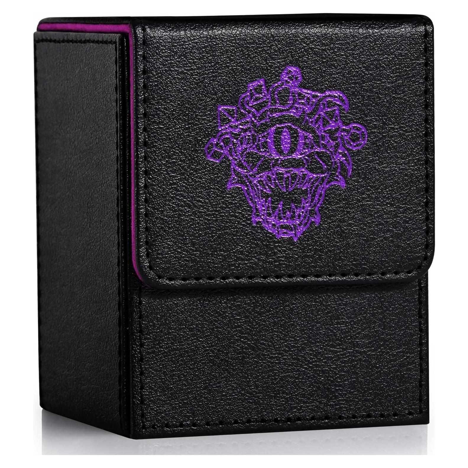 Caja de Barajas ZLCA para 100 Cartas TCG PU Negro y Púrpura