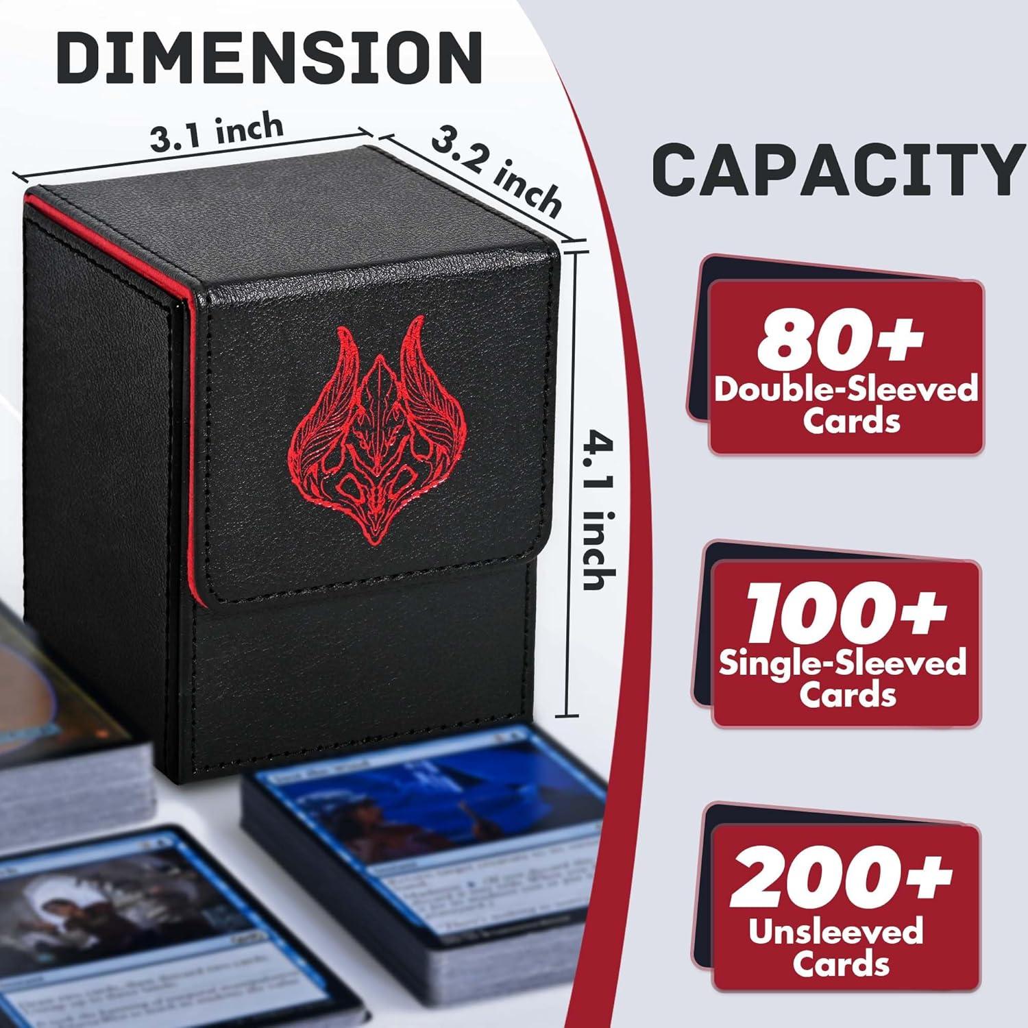 Caja de Barajas ZLCA para MTG 100 Cartas Negro y Rojo