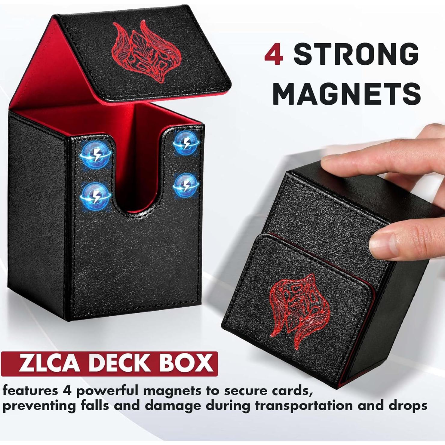 Caja de Barajas ZLCA para MTG 100 Cartas Negro y Rojo