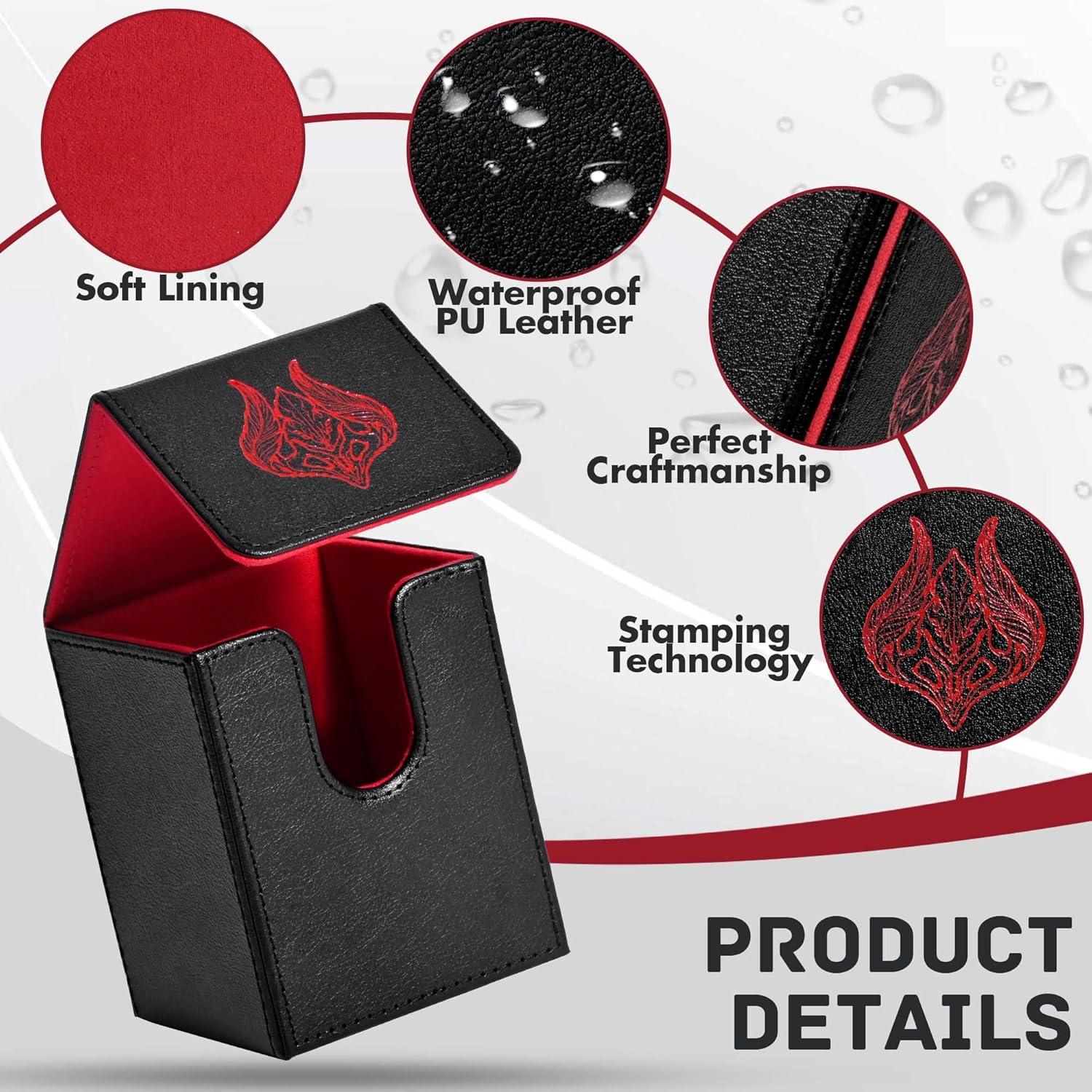 Caja de Barajas ZLCA para MTG 100 Cartas Negro y Rojo