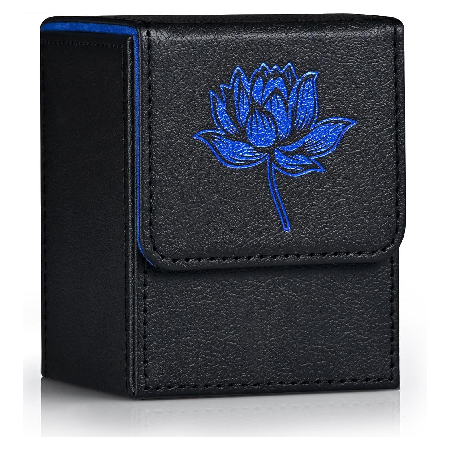Caja de Barajas ZLCA para 100+ Cartas - Cuero PU Negro/Azul