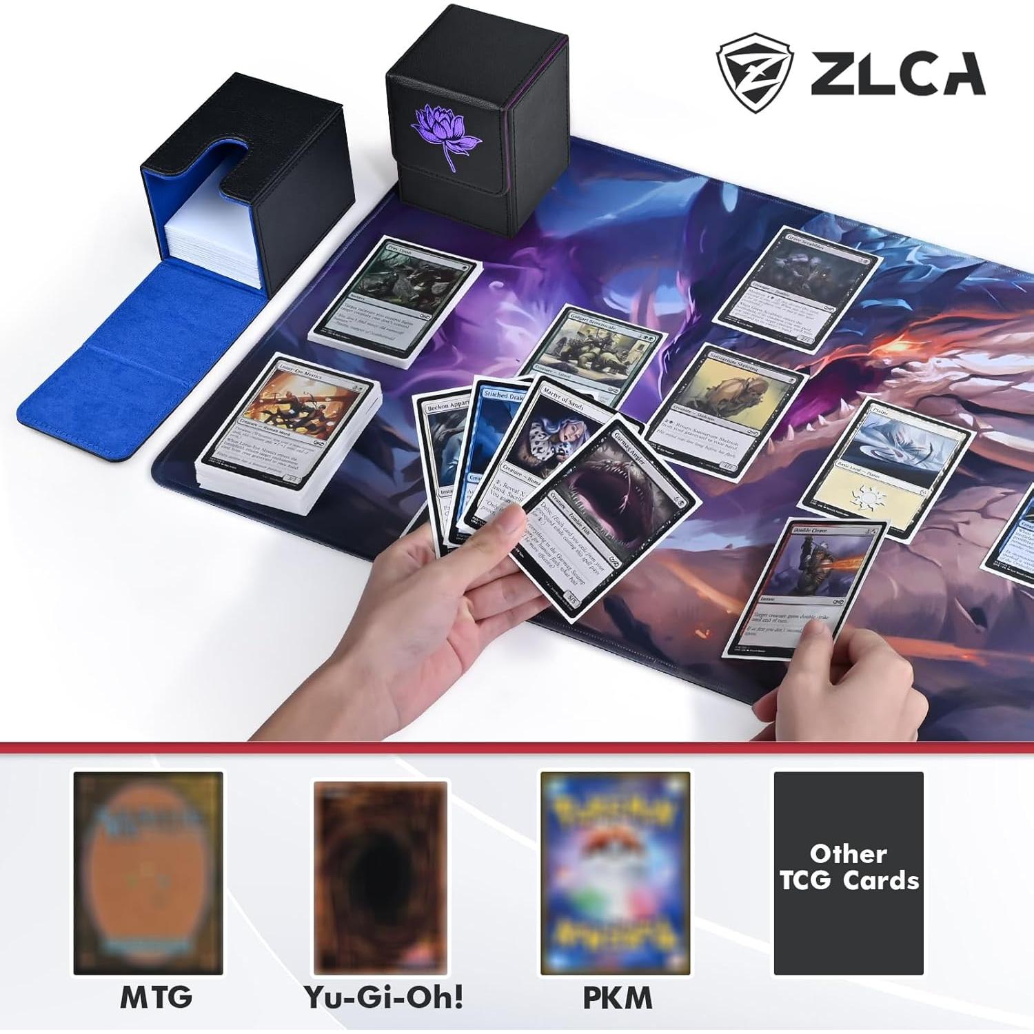 Caja de Barajas ZLCA para 100+ Cartas - Cuero PU Negro/Azul