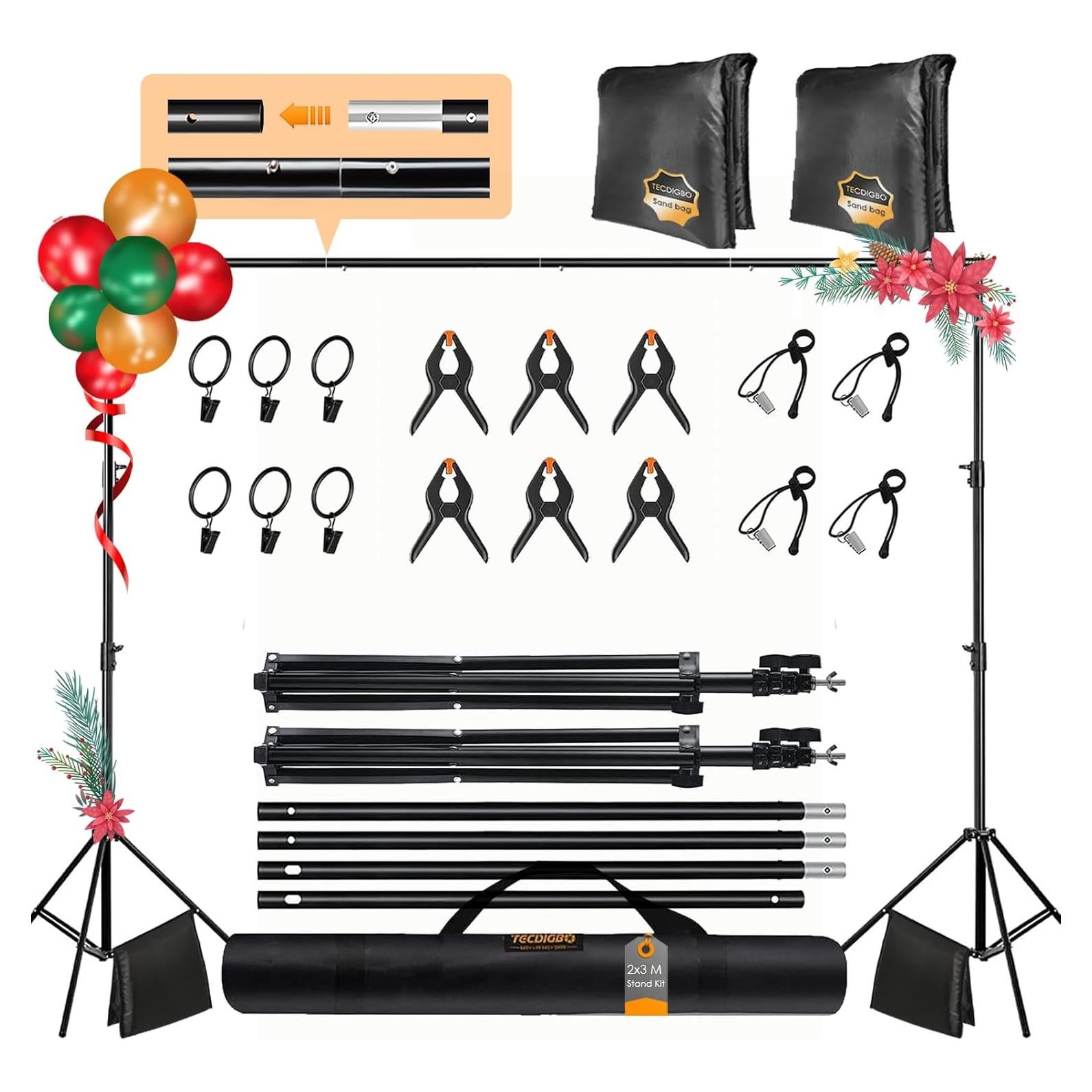 Kit Soporte Fondo Fotográfico Tecdigbo 2x3m Ajustable