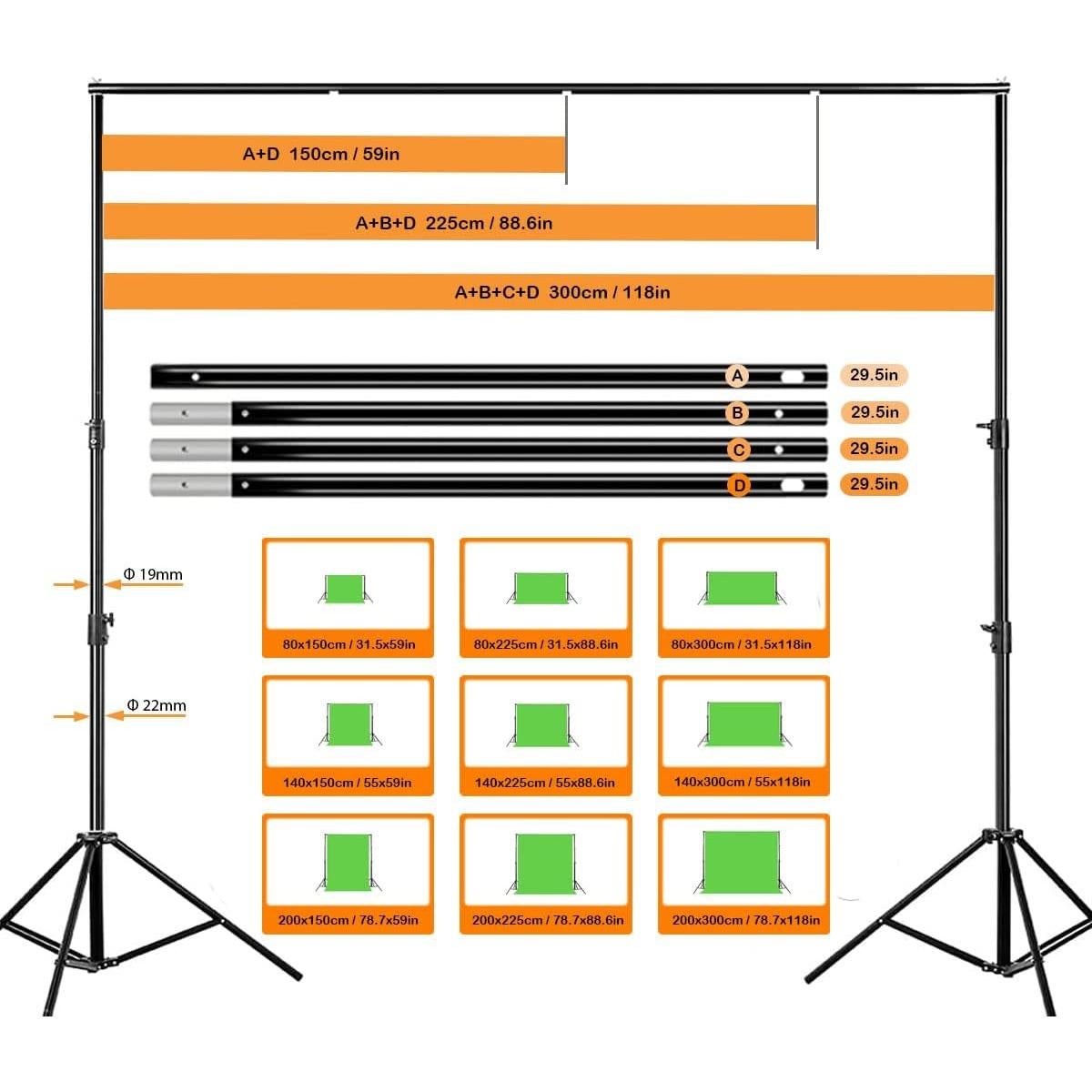 Kit Soporte Fondo Fotográfico Tecdigbo 2x3m Ajustable