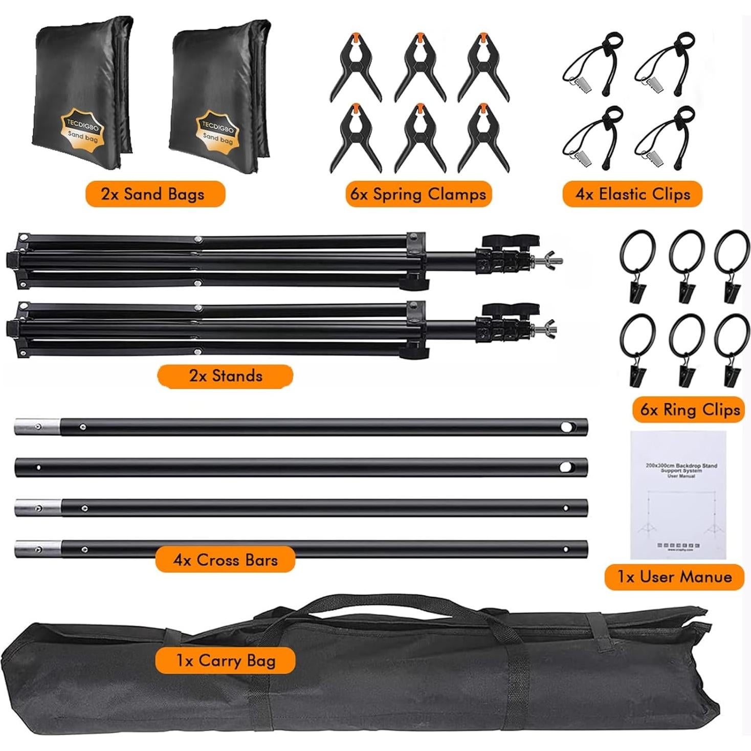 Kit Soporte Fondo Fotográfico Tecdigbo 2x3m Ajustable