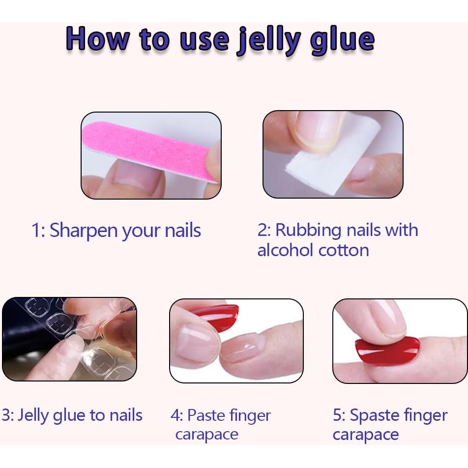 Uñas Postizas Cortas RUPOFUZA 24Pcs Brillantes Azules