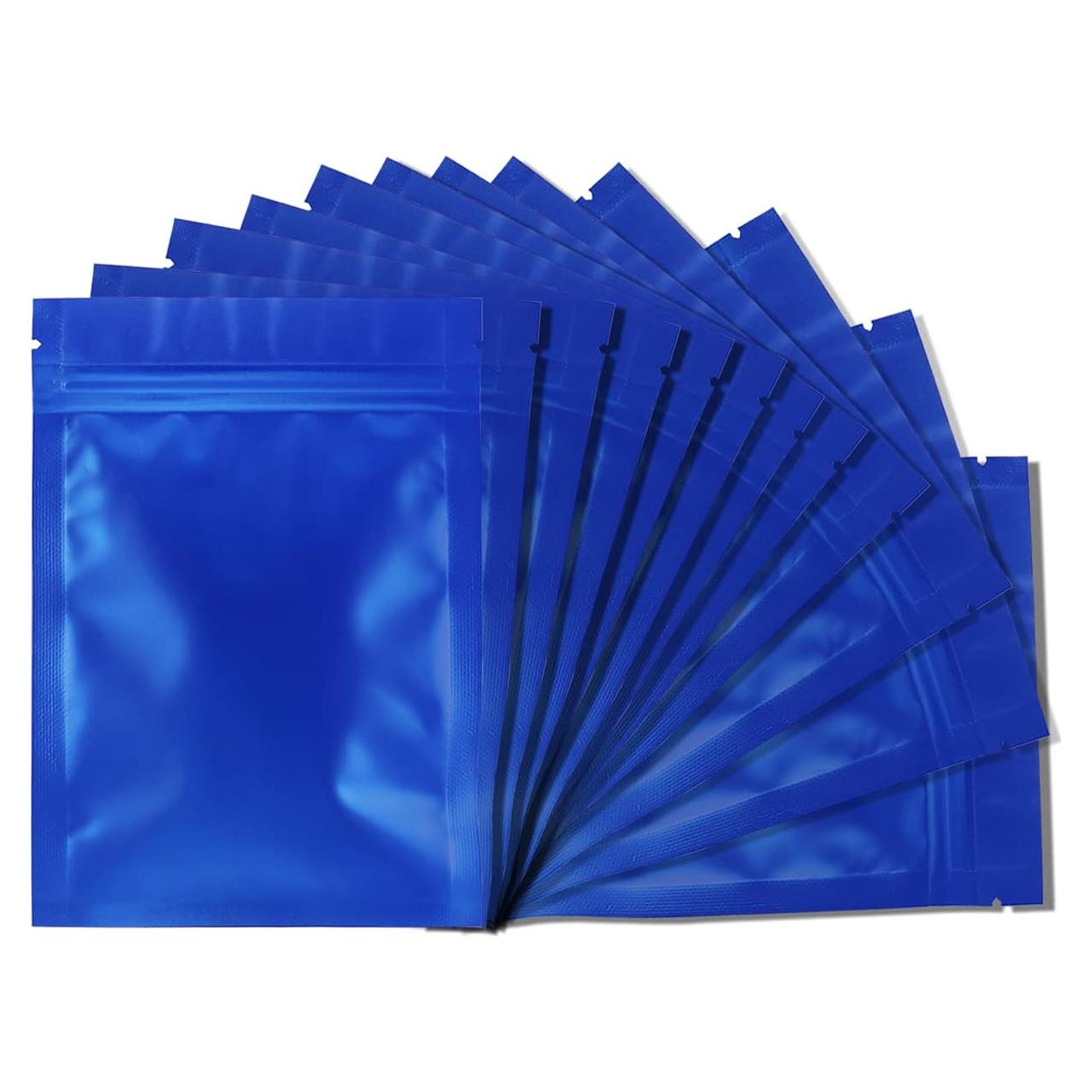 Paquete de 100 Bolsas Mylar Reutilizables 7.5 x 10 cm Azul