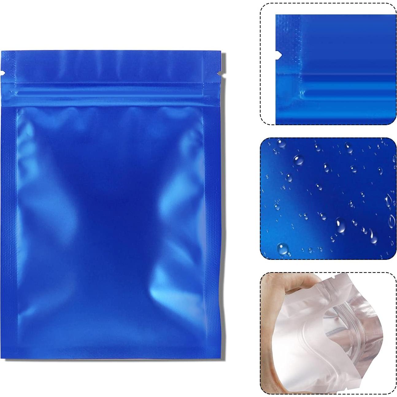 Paquete de 100 Bolsas Mylar Reutilizables 7.5 x 10 cm Azul