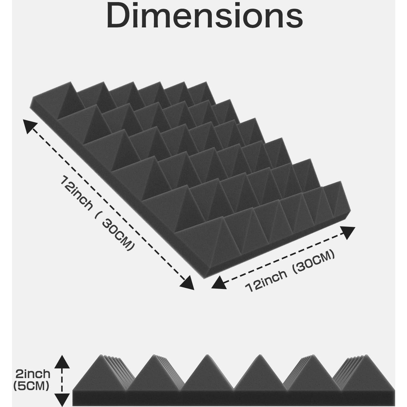 Paneles Acústicos JBER 24Pack Pirámide 5.08cm Negro